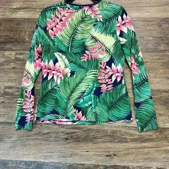 Lands' End Women's Tropical Print Long Sleeve Top - Picture 2 of 3